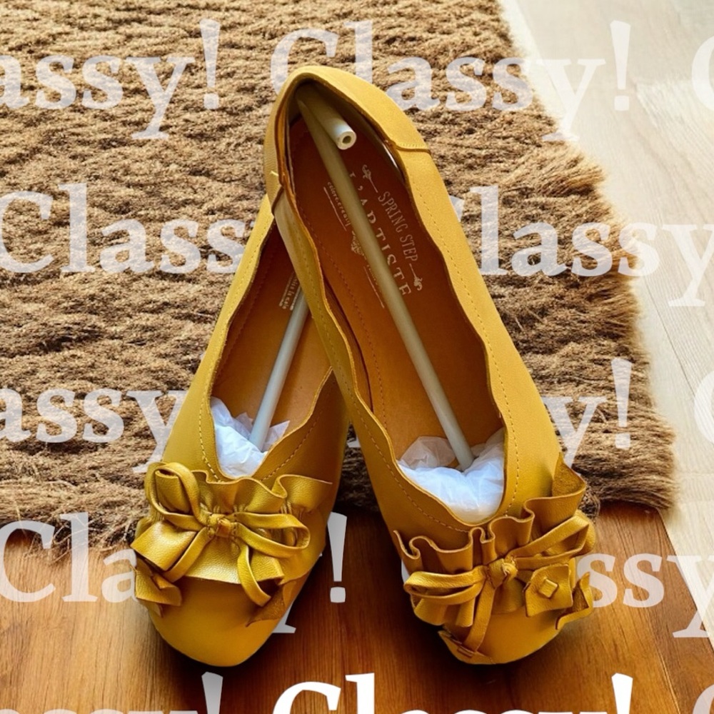 SPRING STEP L’ARTISTE LOUISA  BALLERINA FLATS YELLOW LEATHER SZ 37 EU / 6.5-7 US - Picture 11 of 13